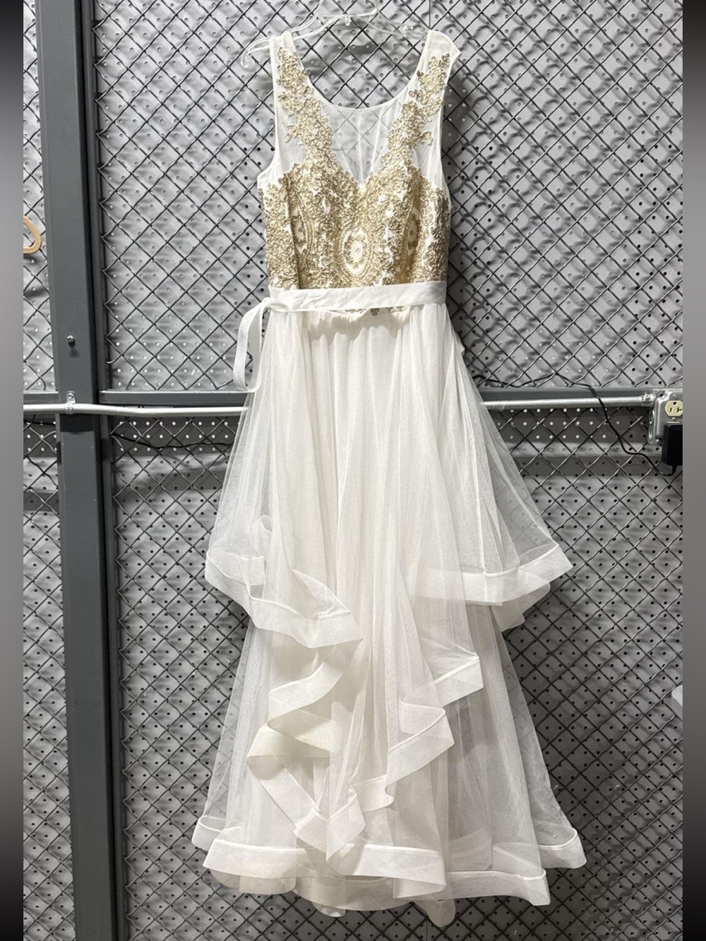 Ivory Tulle Dress with Gold Sequin Bodice